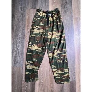 Zubaz Camo Lounge Pants Mens Medium Green Tiger Stripe Baggy Drawstring Pockets